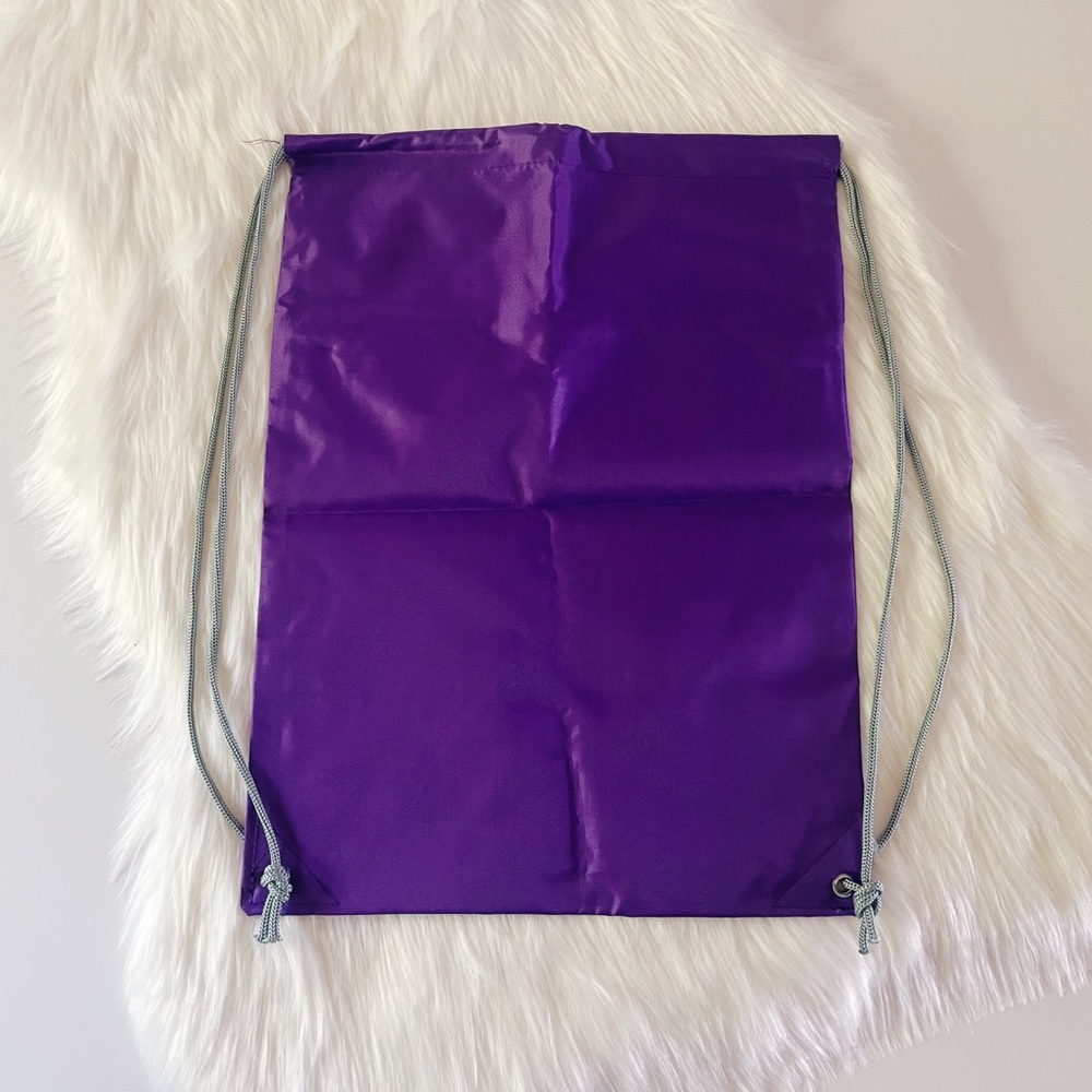 ✨HP✨ NWOT POP FIT Purple Gray Drawstring Zipper Gym Bag Tote - Picture 2 of 7